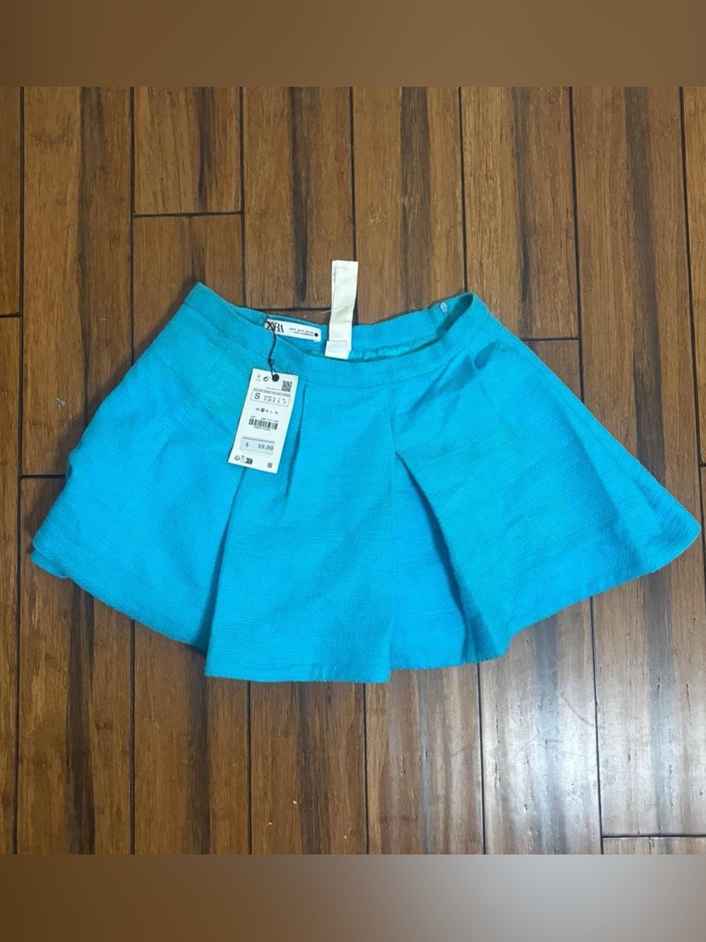 blue mini skirt with pleats - zara